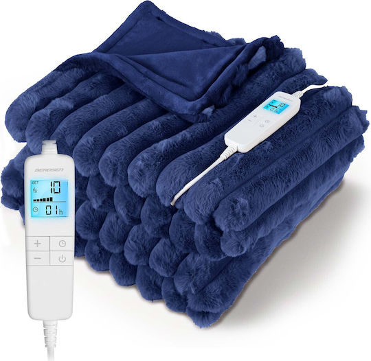 Berdsen Double Electric Blanket Washable with Timer Blue 160W 160x180cm