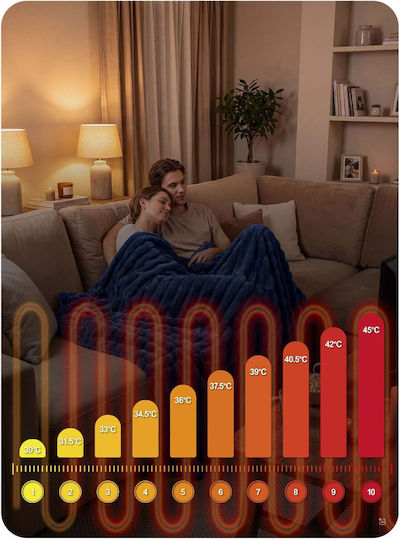 Berdsen Double Electric Blanket Washable with Timer Blue 160W 160x180cm