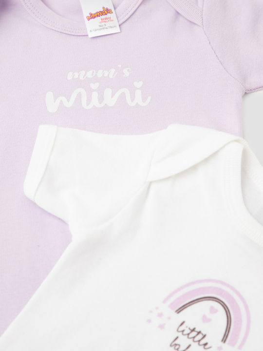 Minerva Mom S Mini Baby-Strampler Weiß-Lilafarben 2 Stück