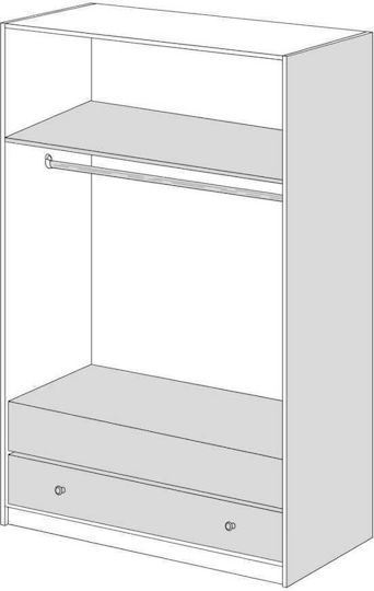 Δίφυλλη Ντουλάπα με Πατάρι 102x60x233cm Καστανη