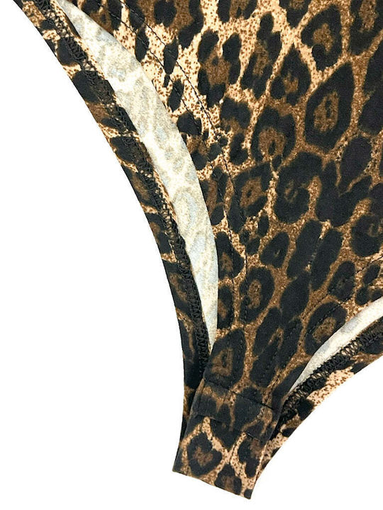 Ustyle Damen-Bodysuits Elastische Träger Animal Print Leo Gk-66918