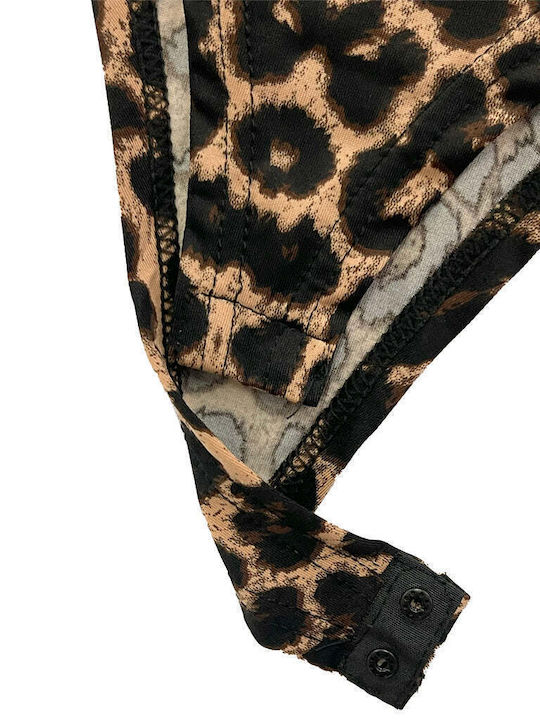 Ustyle Damen-Bodysuits Elastische Träger Animal Print Leo Gk-66918