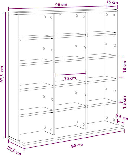 vidaXL Floor CD Case 96x23.5x97.5cm