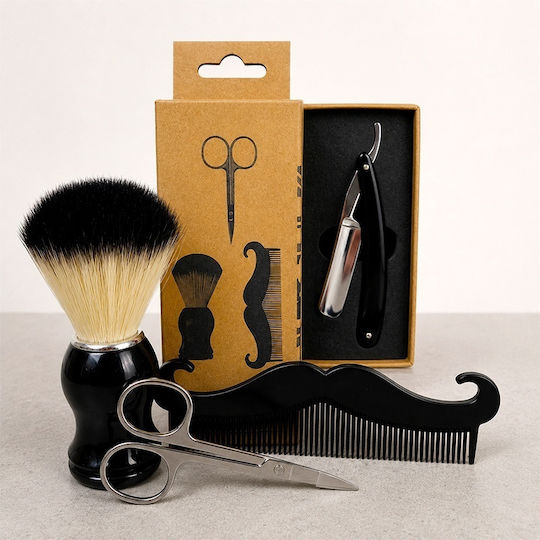 Set de bărbierit premium Gentleman Eyüp Sabri Tuncer No 4 Loțiune Aftershave Set complet de bărbierit Set de accesorii metalice în geantă elegantă