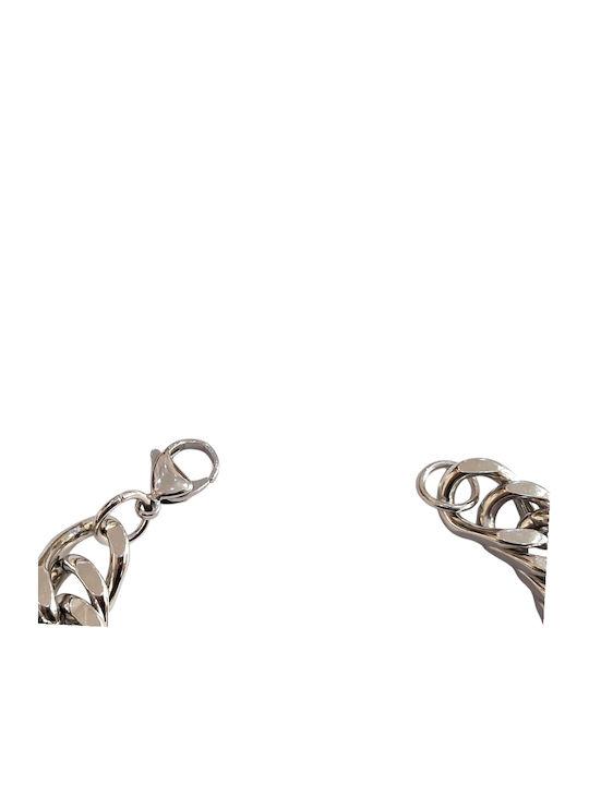 Kalliopi Silver Men's Steel Chain Bracelet with Diamond 20cm