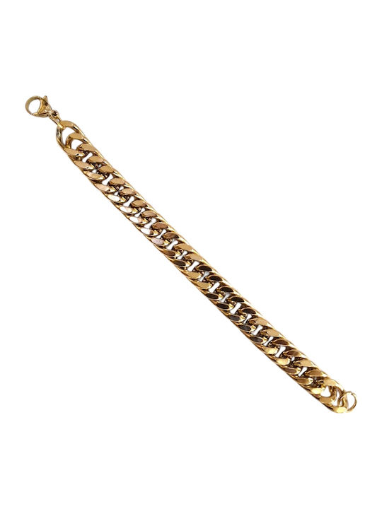 Kalliopi Silver Men's Chain Bracelet Gold Plated Steel With Diamond 20cm