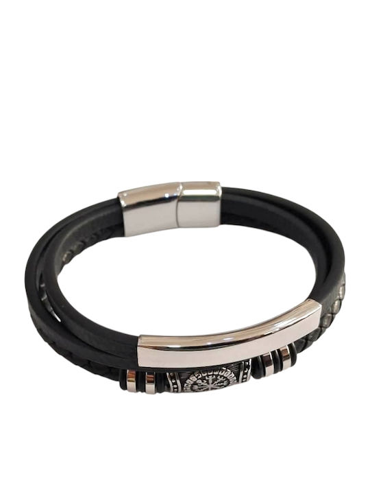 Kalliopi Silver Ανδρικό Βραχιόλι με σχέδιο Άγκυρα από Ατσάλι 22cm