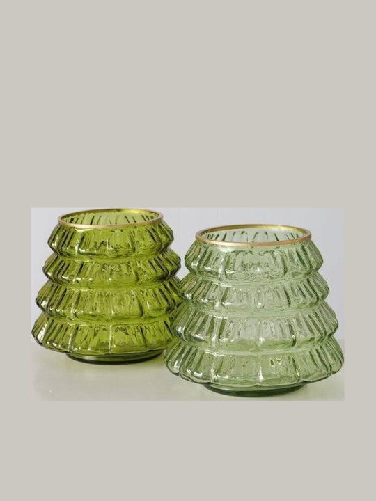 Boltze Suport De Lumânări Din Sticlă Verde 13x11.5x11.5cm