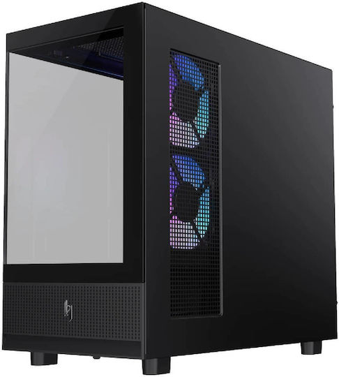 GameMax NEX C31 BK Gaming Mini Tower Computer Case with Side Window and ARGB Lighting Black