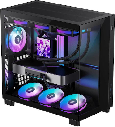GameMax NEX C53 BK Gaming Midi Tower Computer Case with Side Window and ARGB Lighting Black