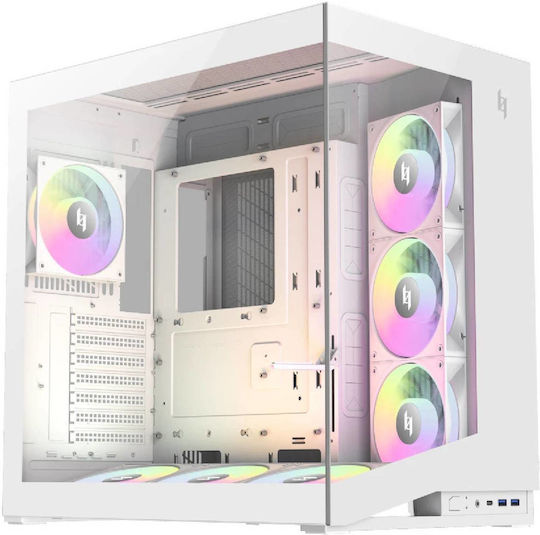 GameMax NEX C56 WH Gaming Midi Tower Computer Case with Side Window and ARGB Lighting White