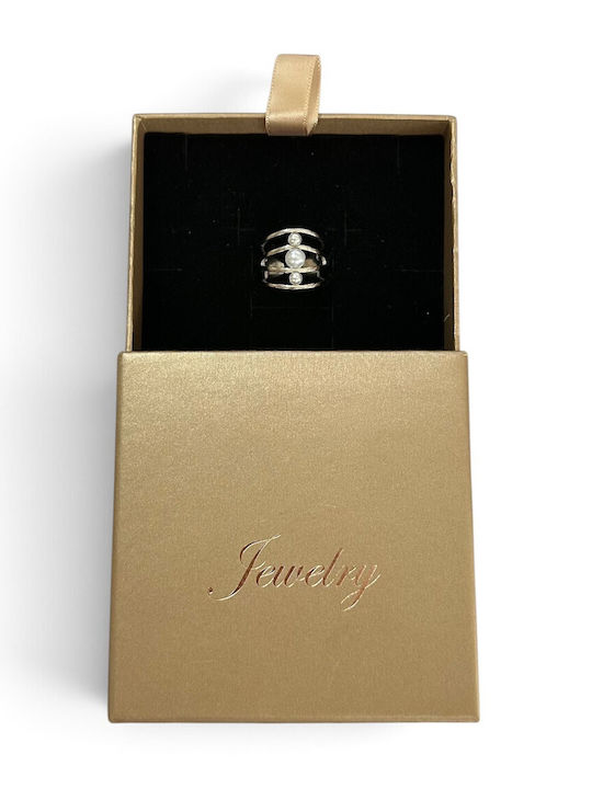 Steel Women's Ring with Pearls Made of Steel
