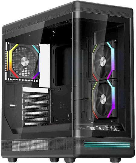 1STPLAYER PB8 Schwarzes Gaming Midi-Turm Computergehäuse mit Seitenfenster und ARGB-Beleuchtung