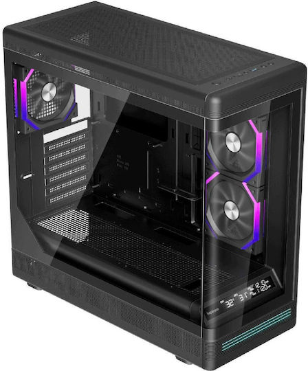 1STPLAYER PB8 Schwarzes Gaming Midi-Turm Computergehäuse mit Seitenfenster und ARGB-Beleuchtung