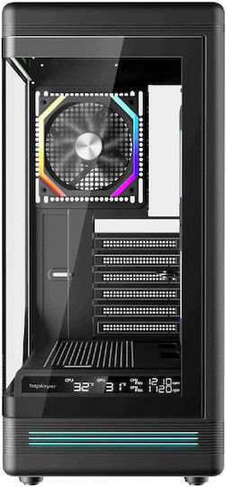 1STPLAYER PB8 Schwarzes Gaming Midi-Turm Computergehäuse mit Seitenfenster und ARGB-Beleuchtung