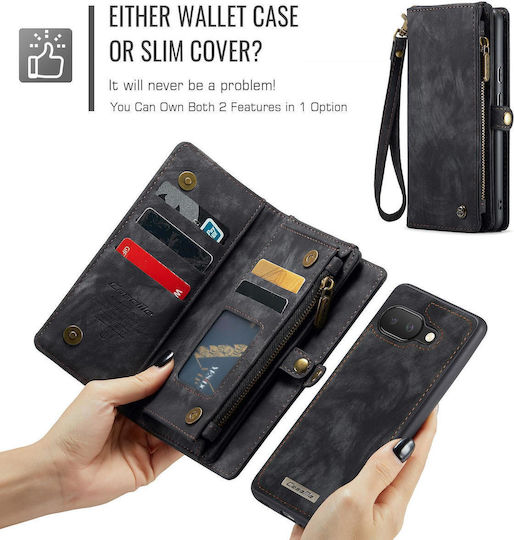 Caseme 008 Google Pixel 9a Wallet Case Detachable Silicone Case Black