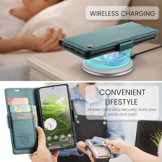 Caseme 023 Google Pixel 10a Rfid Wallet Leather Case Green