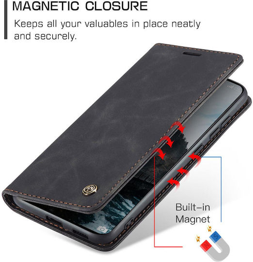 Caseme 013 Xiaomi 17t 5g Retro Leather Book Case Black