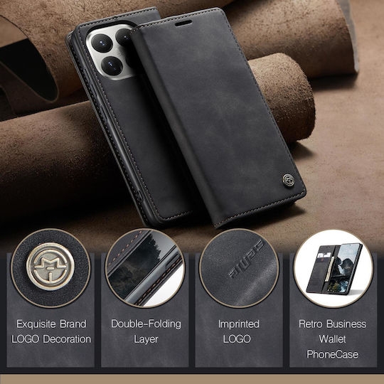 Caseme 013 Xiaomi 17t 5g Retro Leather Book Case Black