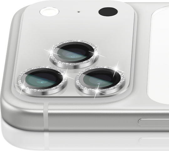 Zanaé iPhone 17 Pro Glitzer Gehärtetes Glas Kameraobjektivschutz Silber