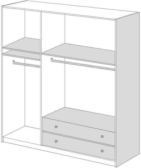 Τρίφυλλη Ντουλάπα με Πατάρι 152x60x233cm Λαττε