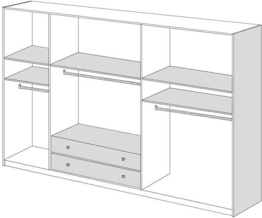 Πεντάφυλλη Ντουλάπα με Πατάρι 252x60x233cm Μελί Πεντάφυλλη Ντουλάπα με Πατάρι 252x60x233cm Μελί