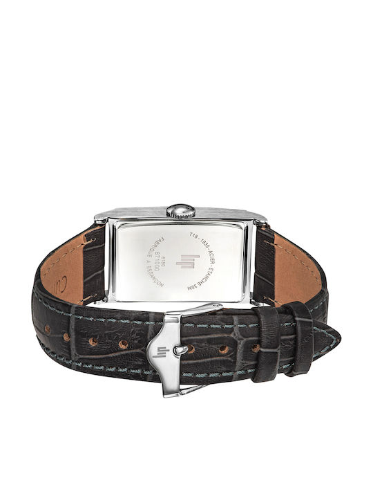 Lip Watches Churchill Herrenuhr 21.2mm Batterie mit Grau Lederarmband Lip Watches Churchill Herrenuhr 21.2mm Batterie mit Grau Lederarmband