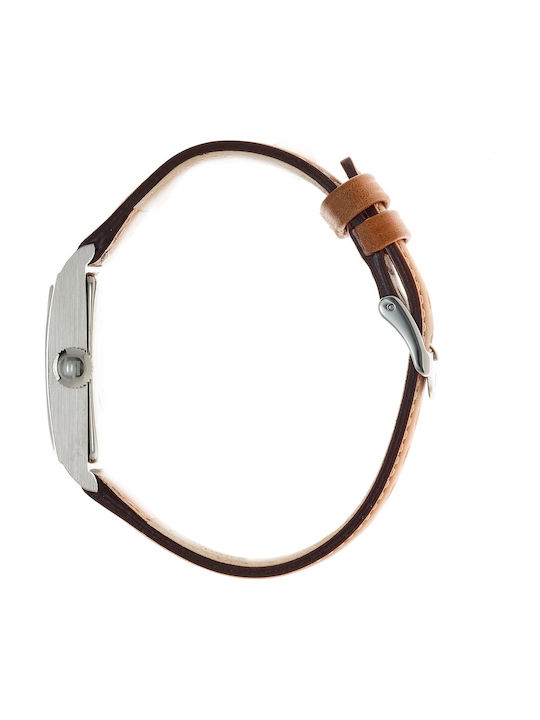 Lip Watches Churchill Мъжки Часовник 21.2mm На Батерия с Кафява Кожена Каишка