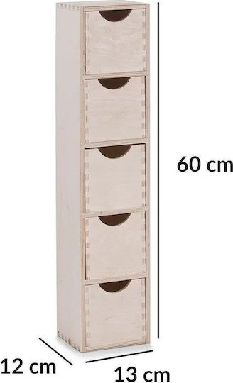 Zeller Wooden Desktop Drawer 5 Compartments 13x12x60cm Beige
