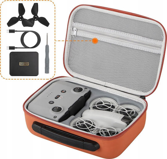 Sunnylife Controller Battery Carry Case Orange Fabric for DJI Neo 26.6x9.3x19.1cm