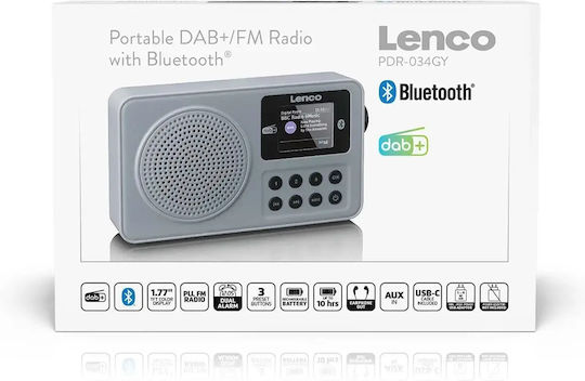 Lenco PDR-034GY Retro Handheld Radio mit Batterie DAB+ mit Bluetooth Graue