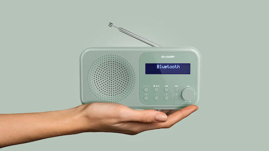 Sharp 1389268 Tragbares Radio Wiederaufladbar DAB+ mit Bluetooth und USB Grün
