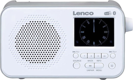 Lenco Radio Portabil DAB+ FM Bluetooth Ecran TFT 2.4" Model Compact Pdr-036 Alb Gri