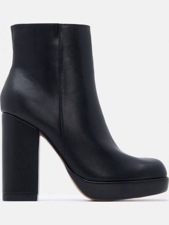 Ghete Dama Ankle Boots cu Toc Înalt Negre