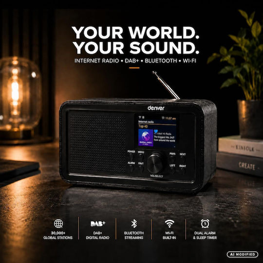 Denver DIR-200 Tabletop Battery Radio DAB+ with Bluetooth