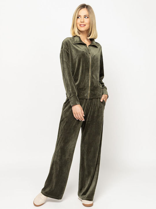Women's Sweatshirt Cardigan Olive
