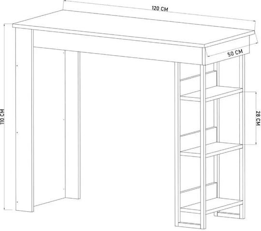Bar-Tisch Eiche 120x50x110cm