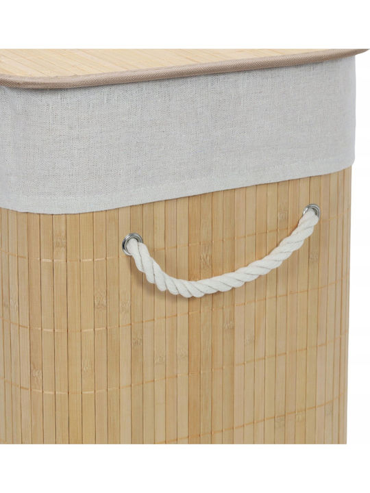 Songmics Кош за пране Bamboo 60л с Капак Бежов