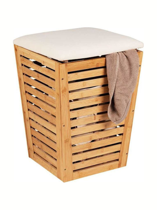 Wenko Καλάθι Απλύτων Bamboo 80lt με Καπάκι Καφέ