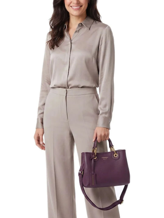 Damen-Shopper Aubergine / Foliage
