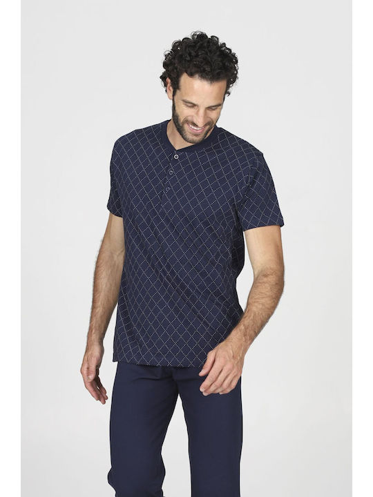 Alpina Sommer Herrenpyjama Hose Blau