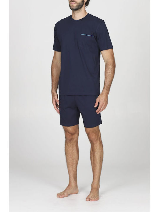 Alpina Sommer Herrenpyjama Blau
