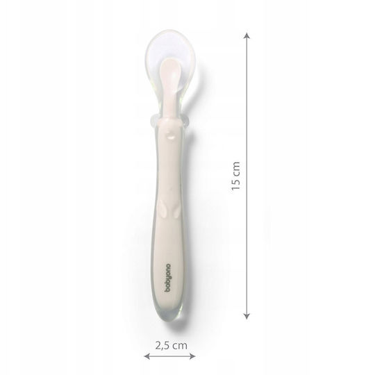 Lingură pentru bebeluși din silicon pentru 6+ luni bej