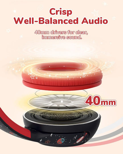 iClever Bth27 Căști Audio Wireless / Cu Fir Pentru Copii On Ear Cu 74 Ore De Autonomie Și Quick Charge Negre