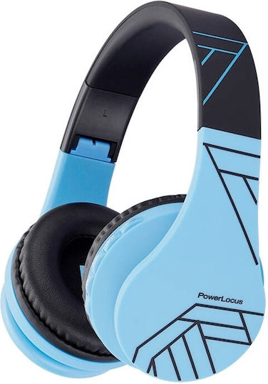 PowerLocus Wireless / Wired Over Ear Headphones with Radio with 15 Hours Playing Time Blue & Black