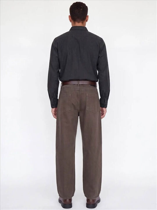 Melange Melange Long Sleeve Denim Shirt in Regular Fit Black