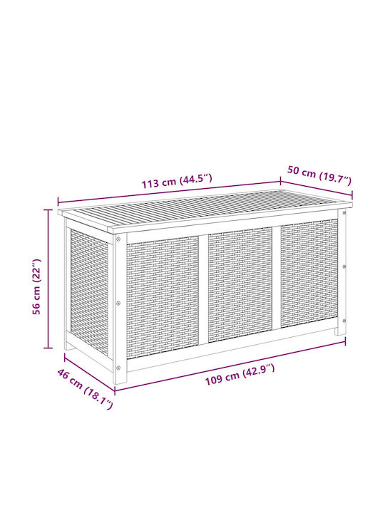 vidaXL Outdoor Storage Box Rattan 185lt Black