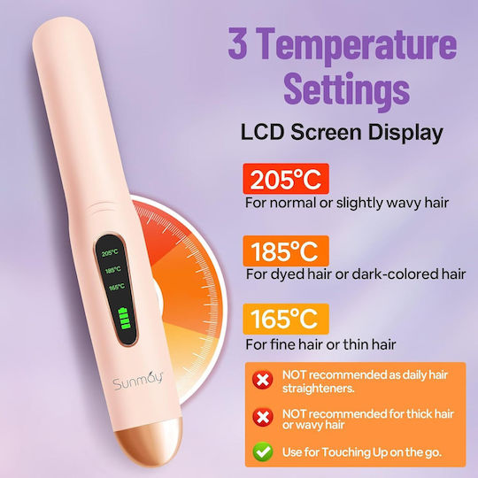 Sunmay Mini Placă de îndreptat părul Wireless cu Plăci ceramice