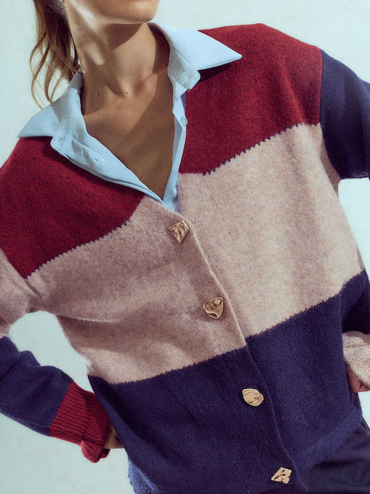 Women's Cardigan Ruffle On Sleeve Burgundy