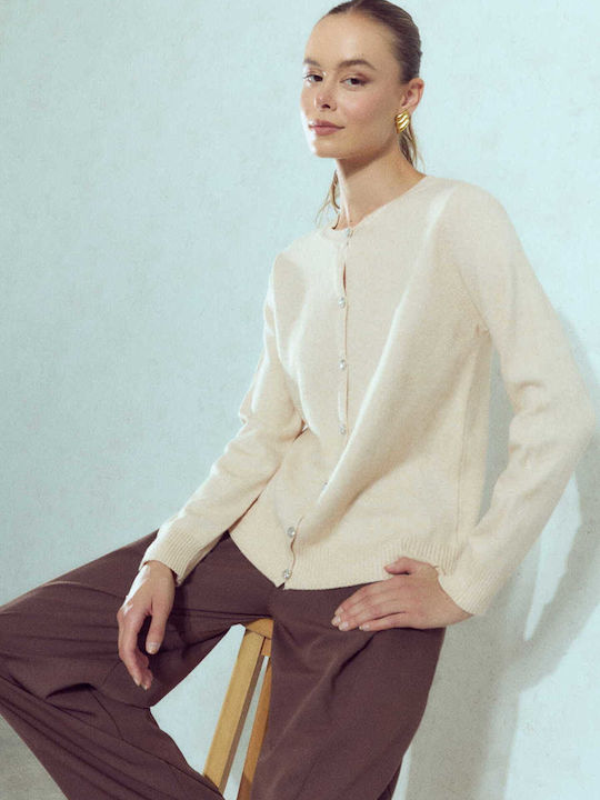 Celestino Cardigan Pentru Femei Strass Cu Nasturi Bej